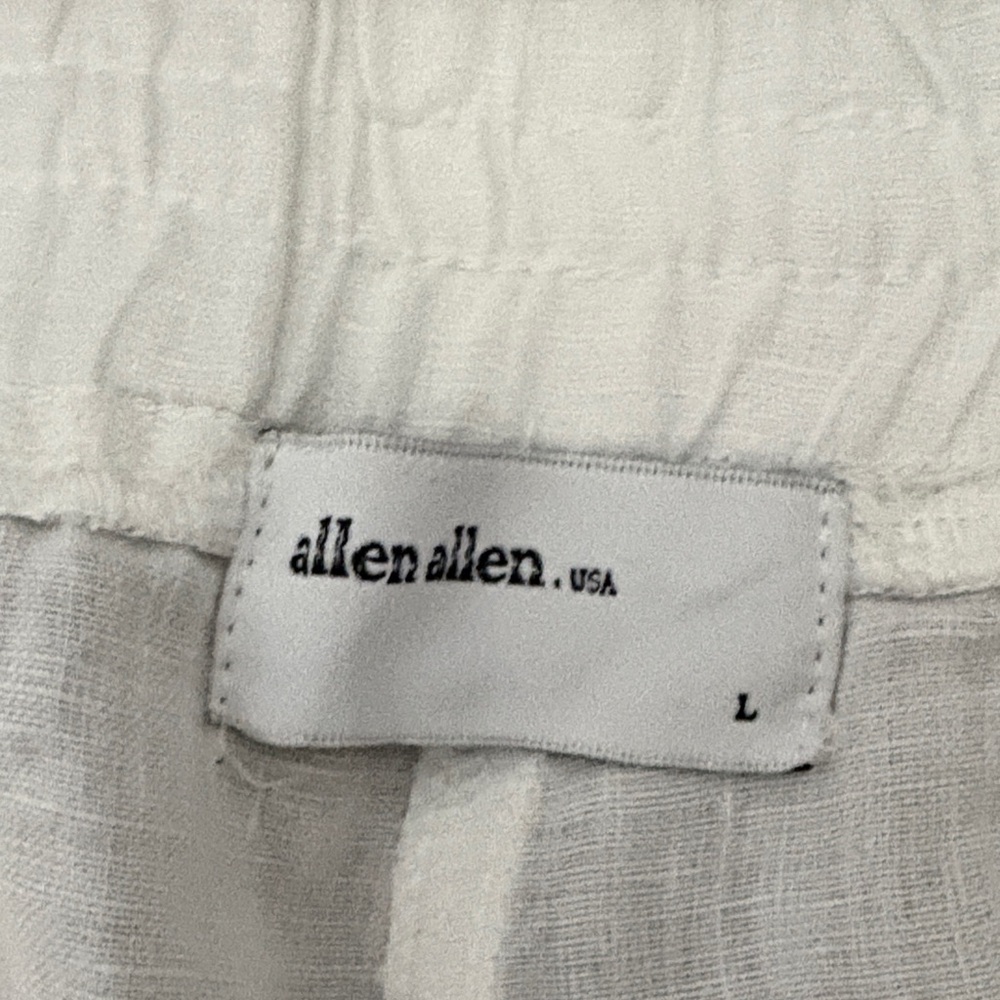 Allen Allen USA White Linen Drawstring Pants 100% Linen Size Large - Picture 4 of 6